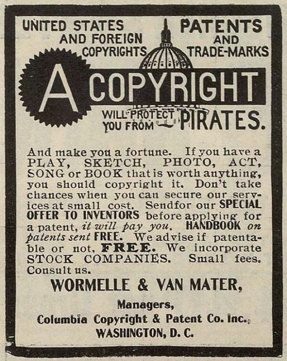 Nice old US newspaper ad for copyright ambulance chasing.